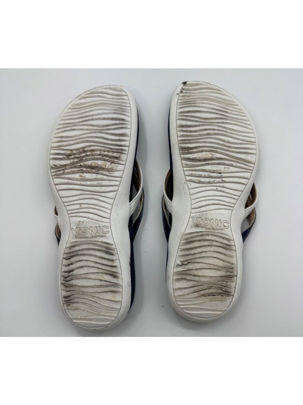 Vionic Bella X Womens Orthotic Flip Flops Navy & White Size 8.5 Bow Accent - Picture 5 of 8
